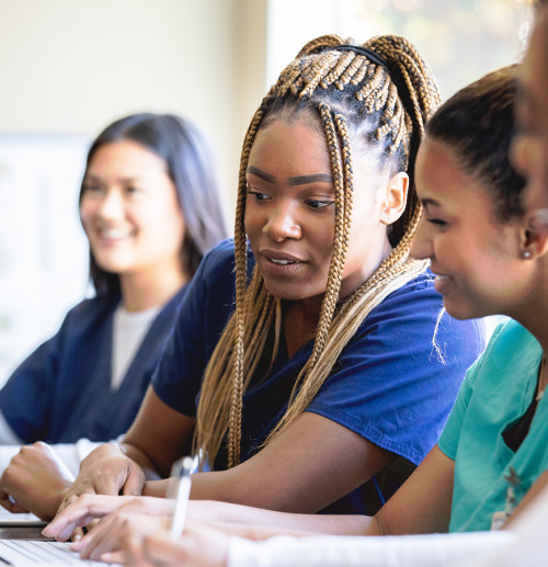Caregivers studying together