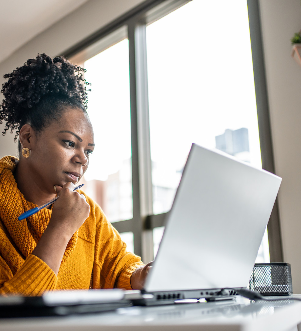 Woman using a personal laptop