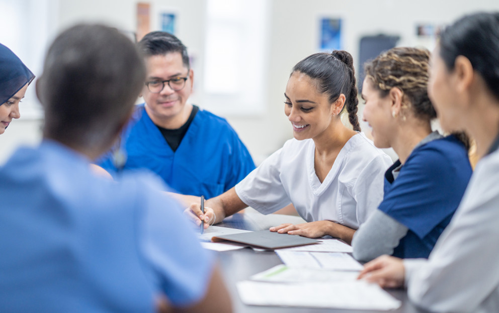 Group of caregivers studying together